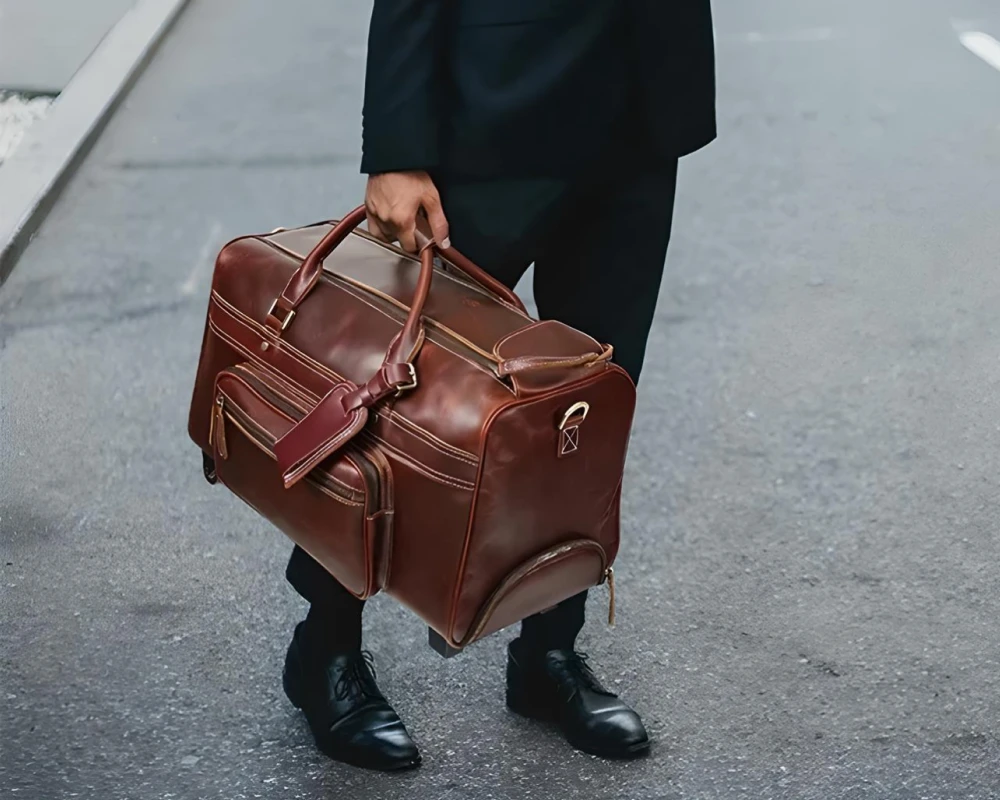 leather carry on bag men's