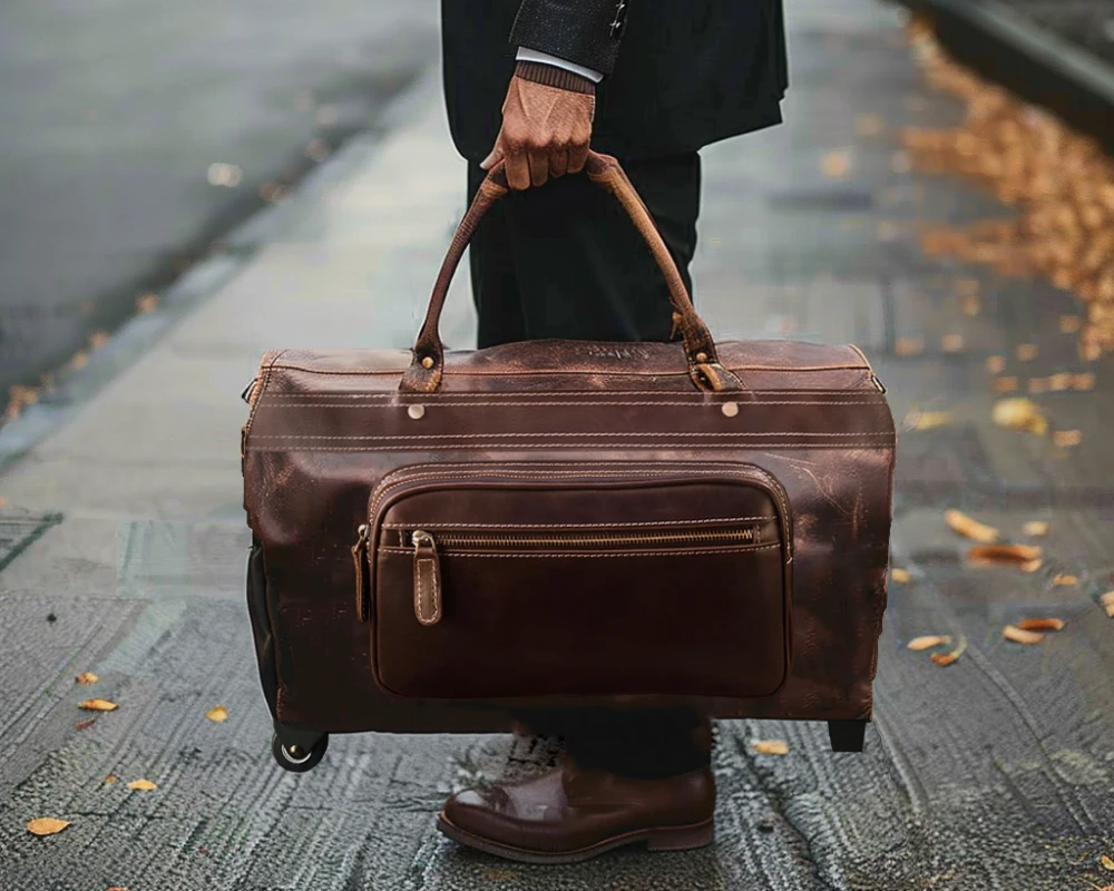 faux leather carry on bag